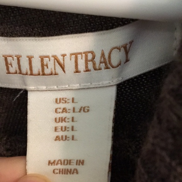 ELLEN TRACY - Super Chic Brown Sweater with Buckle Detail - Size: Large - Picture 10 of 13